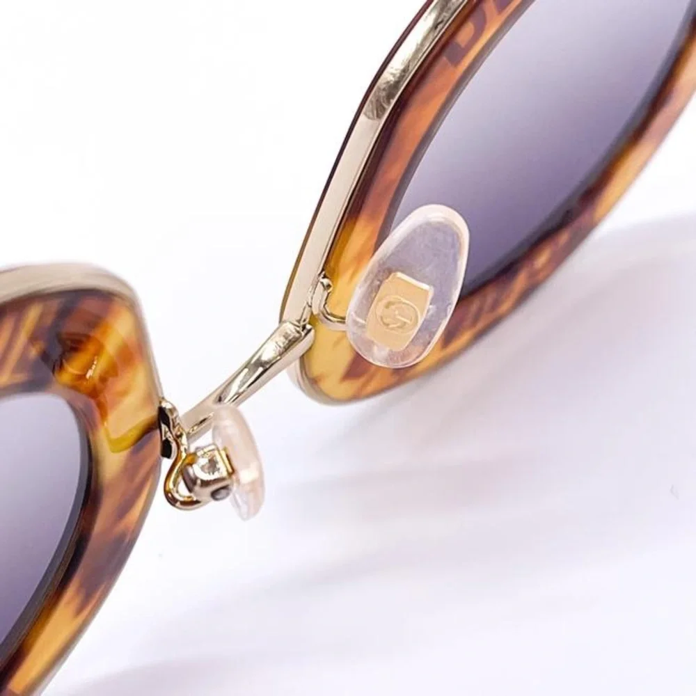 New - Gucci Brown New Gg0113s 010 Round Metal Sunglasses